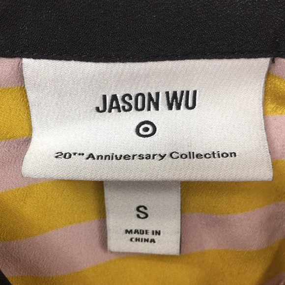 Jason Wu Target Pink Yellow Striped Pleated Shirt Dress Womens Small Sleeveless - Picture 5 of 10
